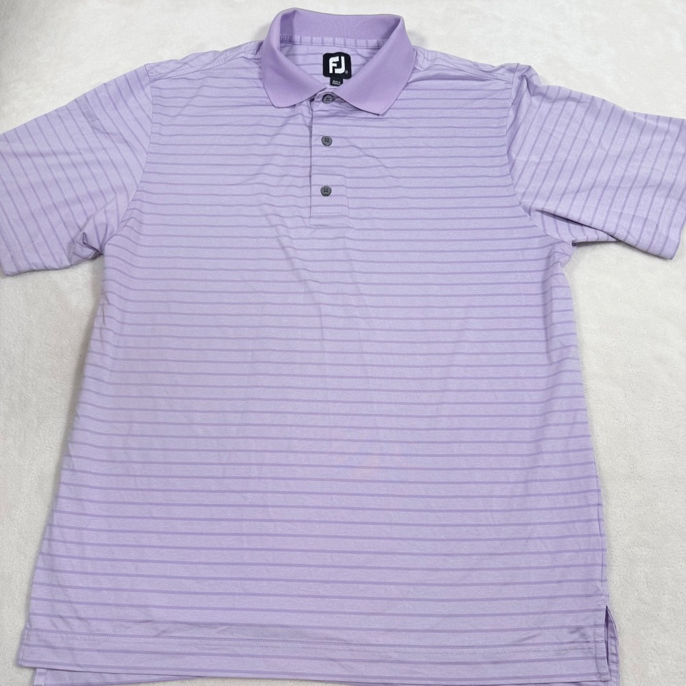 FootJoy Mens ProDry Striped Golf Polo Shirt Purple Lavender Medium 25520 - Picture 2 of 8